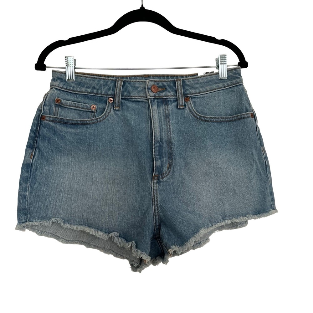 Victoria Secret Pink High Waisted Cut Off Denim Jean Shorts Size 31 Frayed New